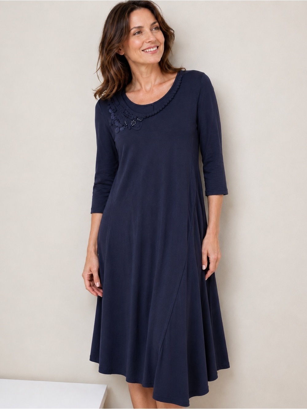 Garnet Hill Black Asymmetrical Swing Dress – Size Medium